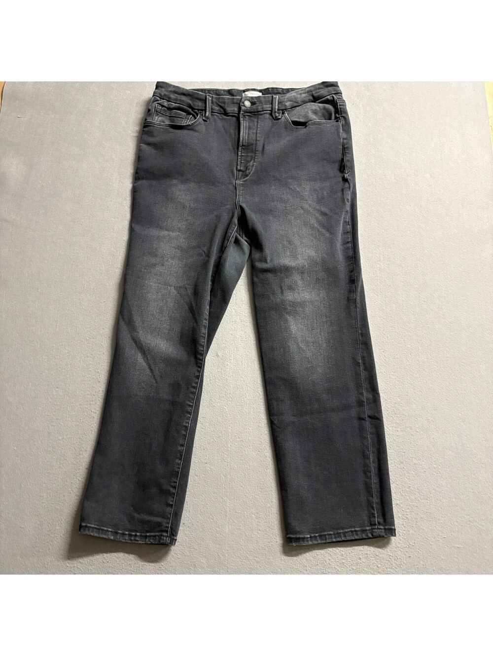 Good American High Rise Straight Leg Jeans Womens Size 14-18 Black Denim Stretch